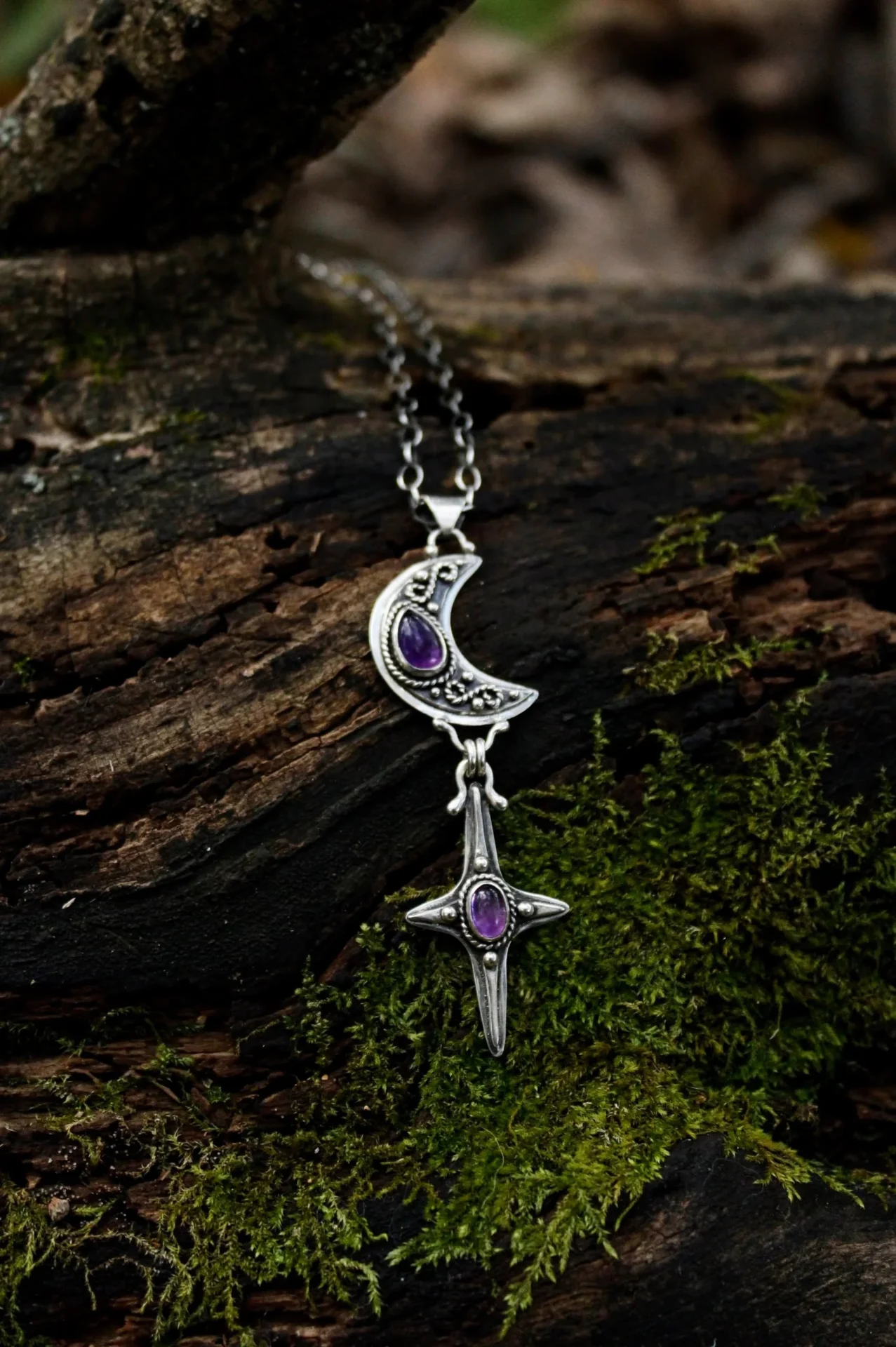Sterling Silver Celestial Amethyst Pendant